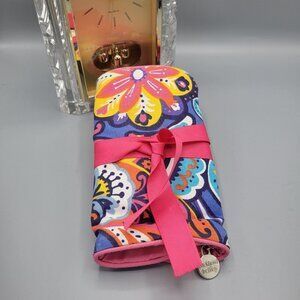 Buckhead Betties Make Up Bag Magnetic & Ribbon Closure Floral Pink Color MOD
